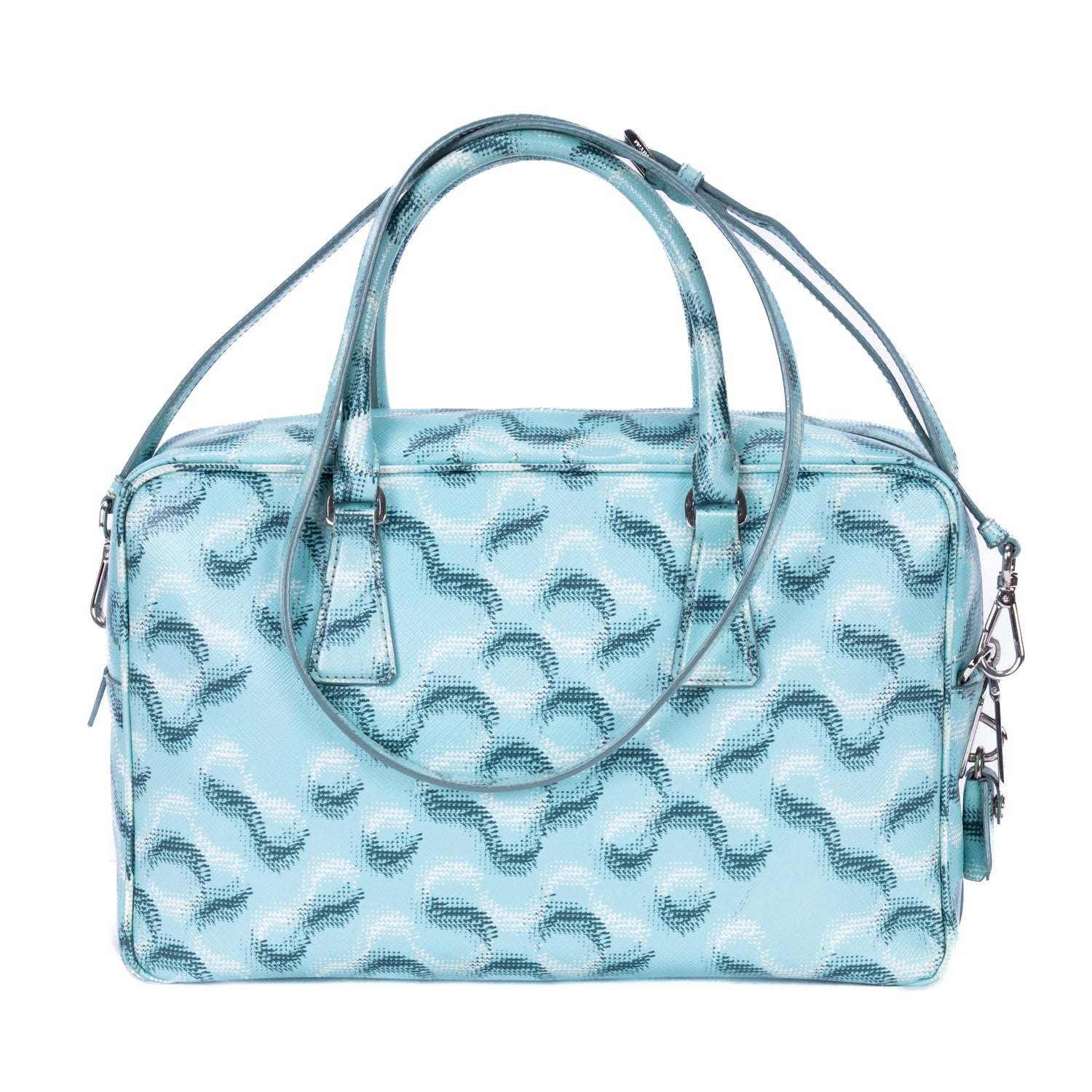 Handbag Bauletto Turquoise Printed Saffiano Leather