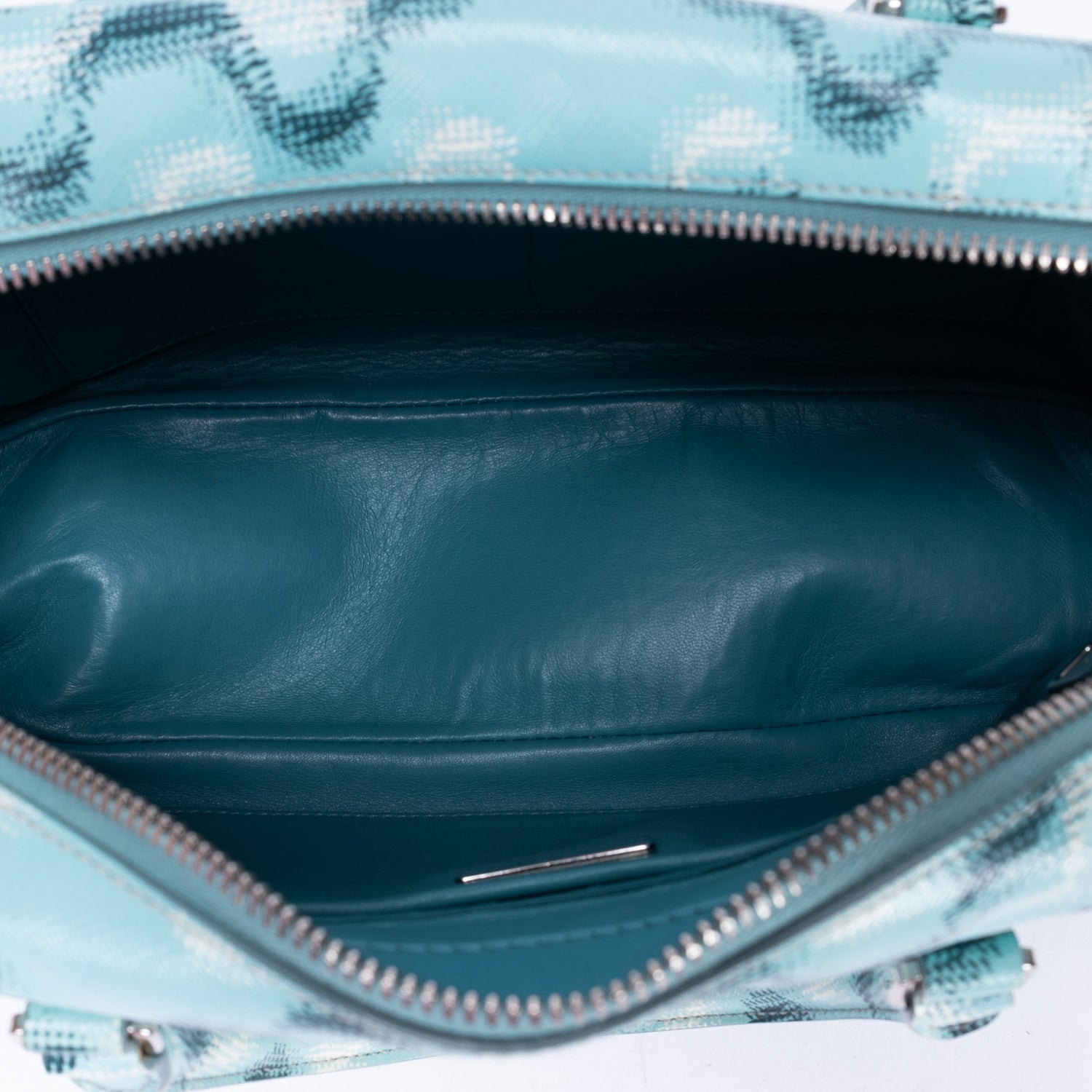 Handbag Bauletto Turquoise Printed Saffiano Leather