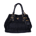 Sac cabas noir en toile Tessuto Gaufre
