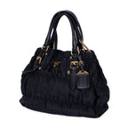 Sac cabas noir en toile Tessuto Gaufre