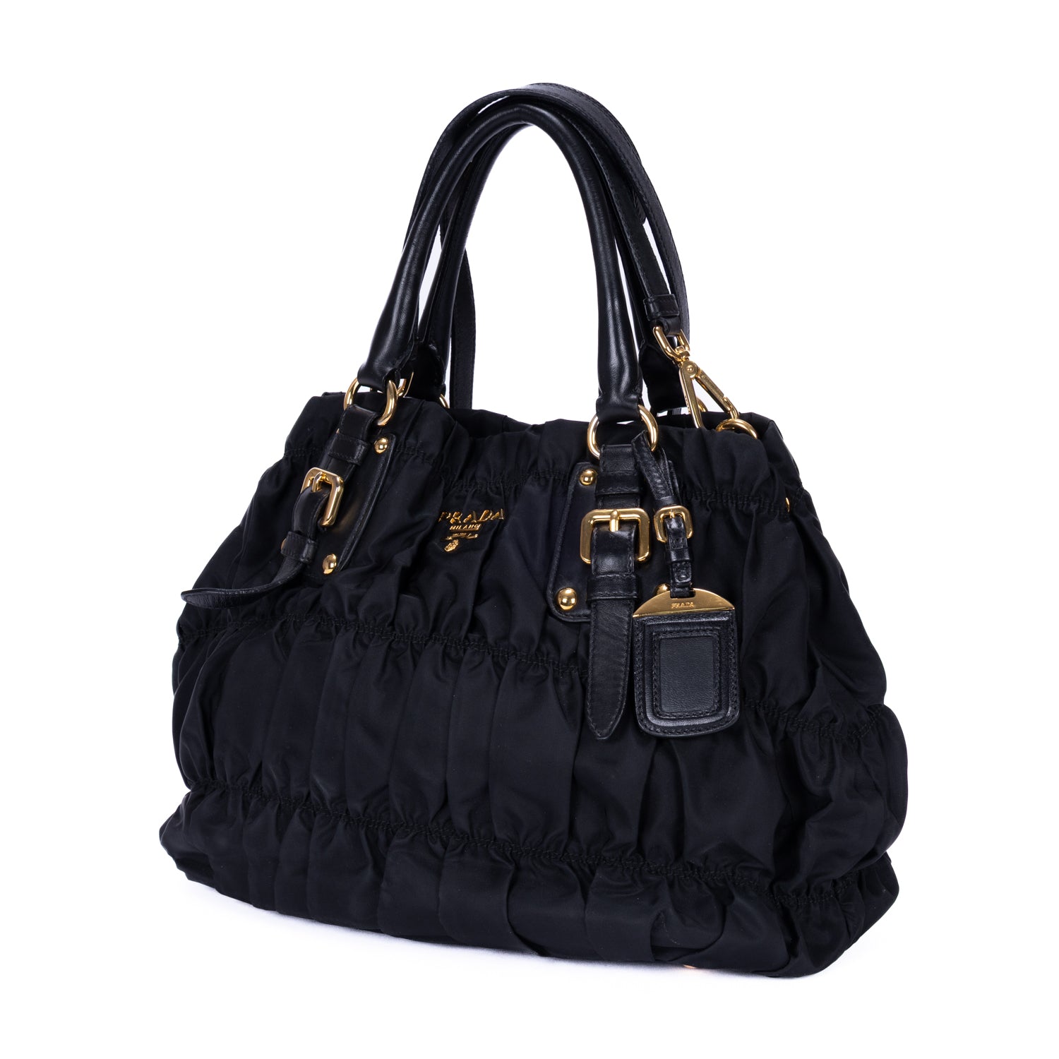 Handbag Shopping Tote Black Tessuto Gaufre Canvas