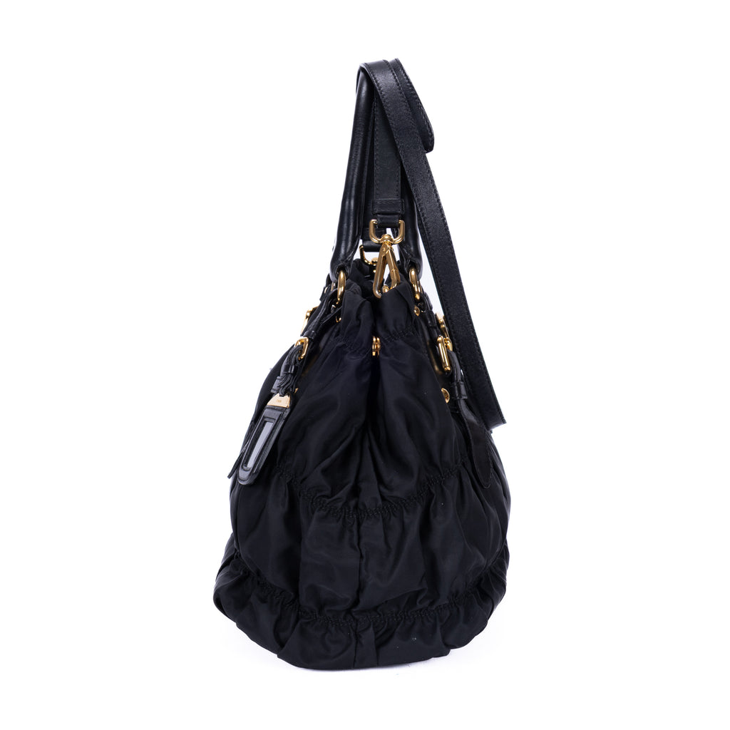 Sac cabas noir en toile Tessuto Gaufre
