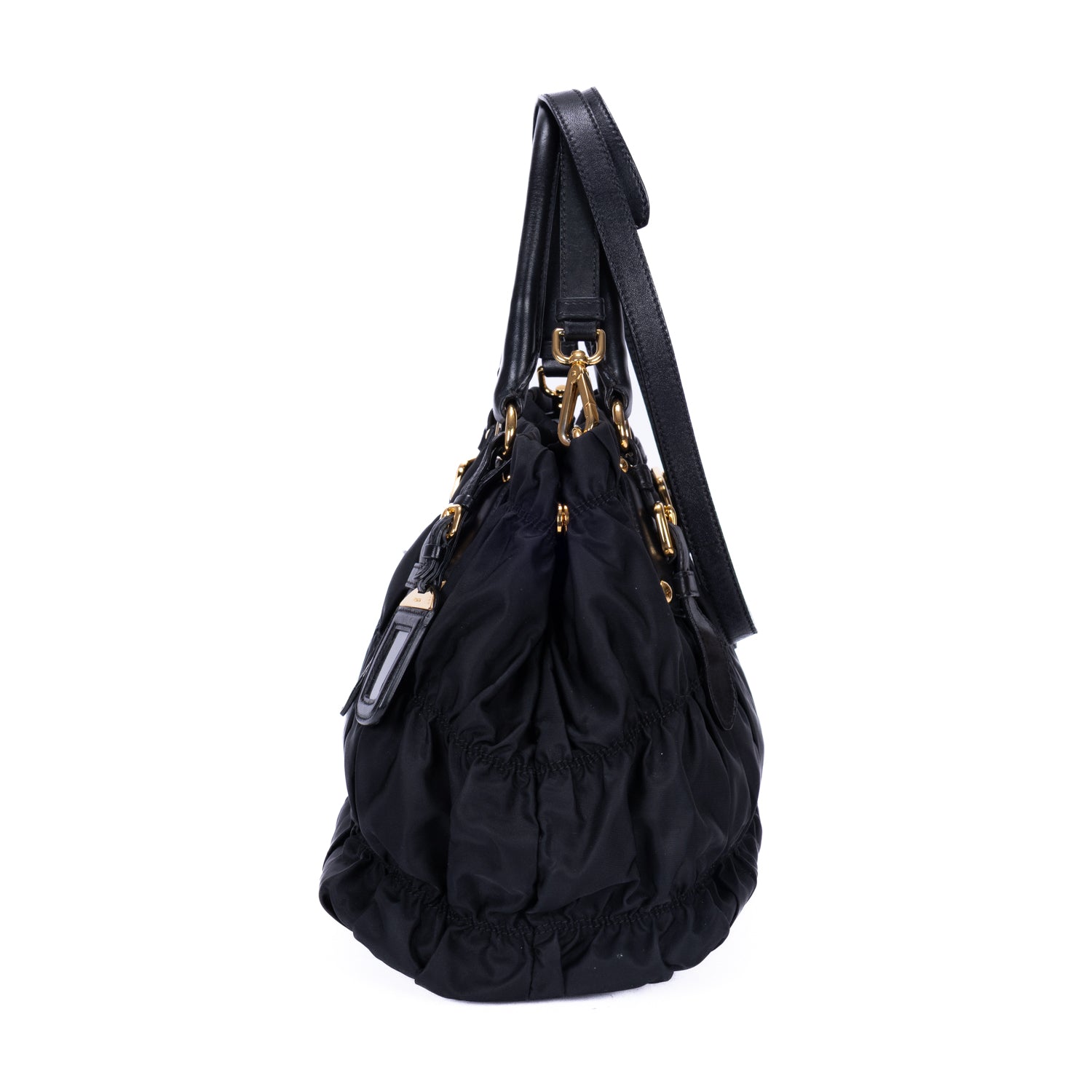 Handbag Shopping Tote Black Tessuto Gaufre Canvas