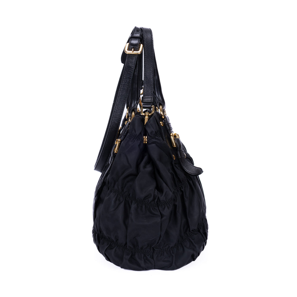 Sac cabas noir en toile Tessuto Gaufre