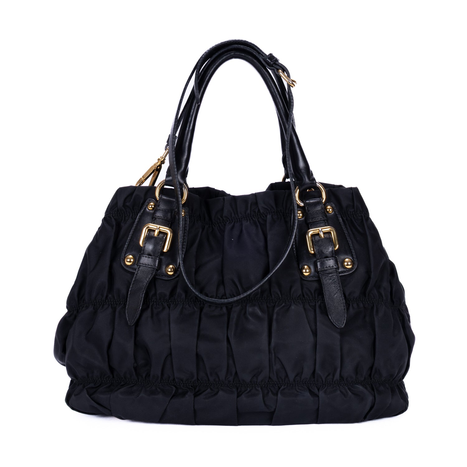 Handbag Shopping Tote Black Tessuto Gaufre Canvas