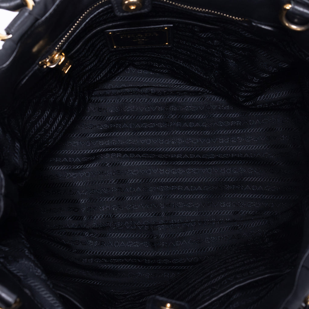 Sac cabas noir en toile Tessuto Gaufre