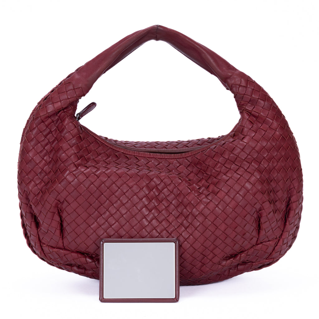 Shoulder Bag Veneta Hobo Large Burgundy Intrecciato Leather