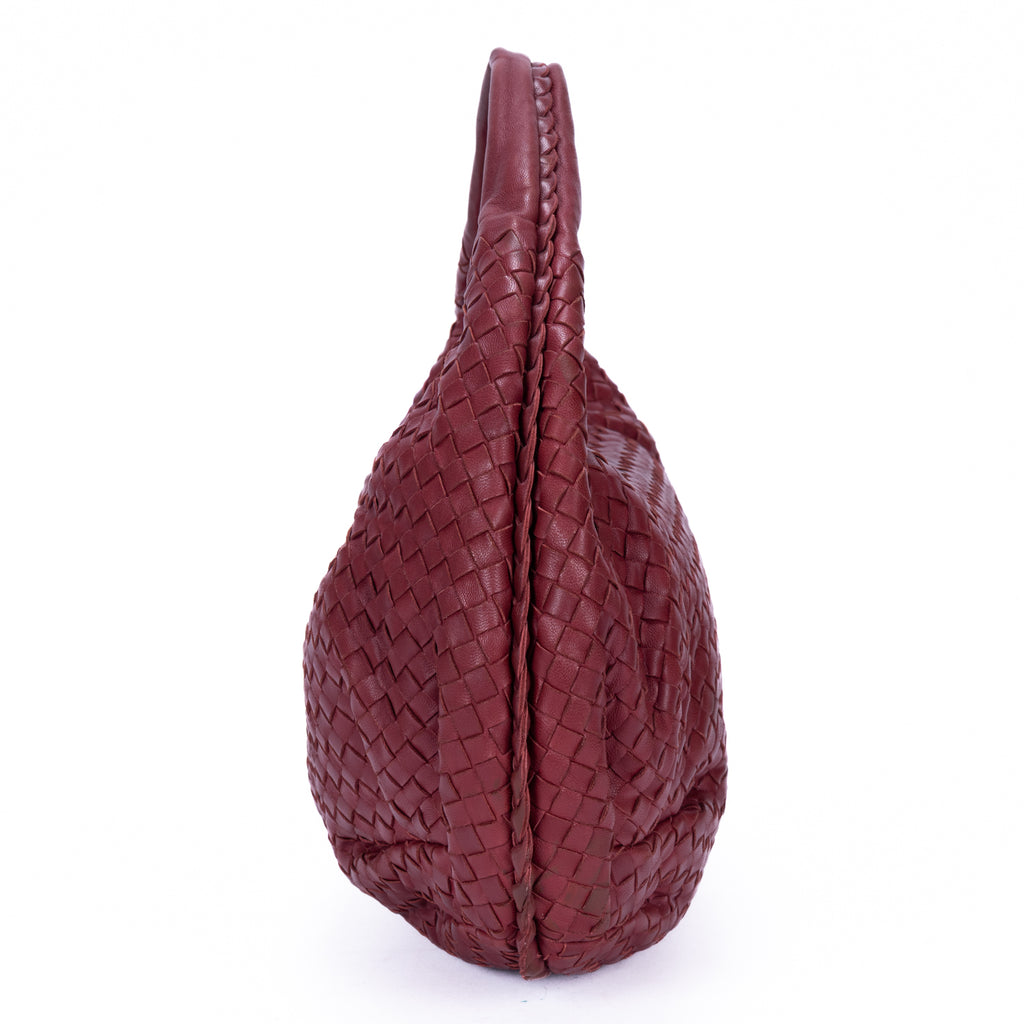 Shoulder Bag Veneta Hobo Large Burgundy Intrecciato Leather