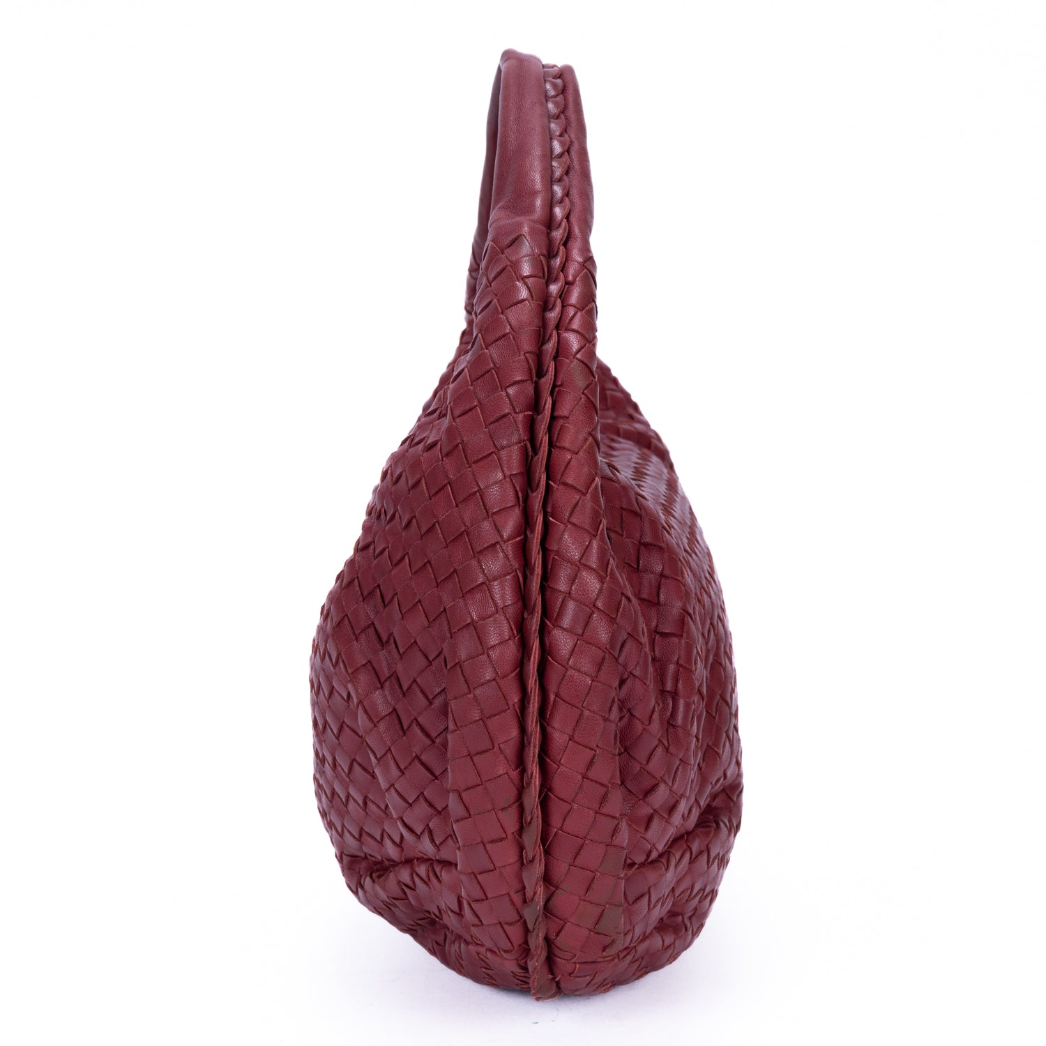 Shoulder Bag Veneta Hobo Large Burgundy Intrecciato Leather