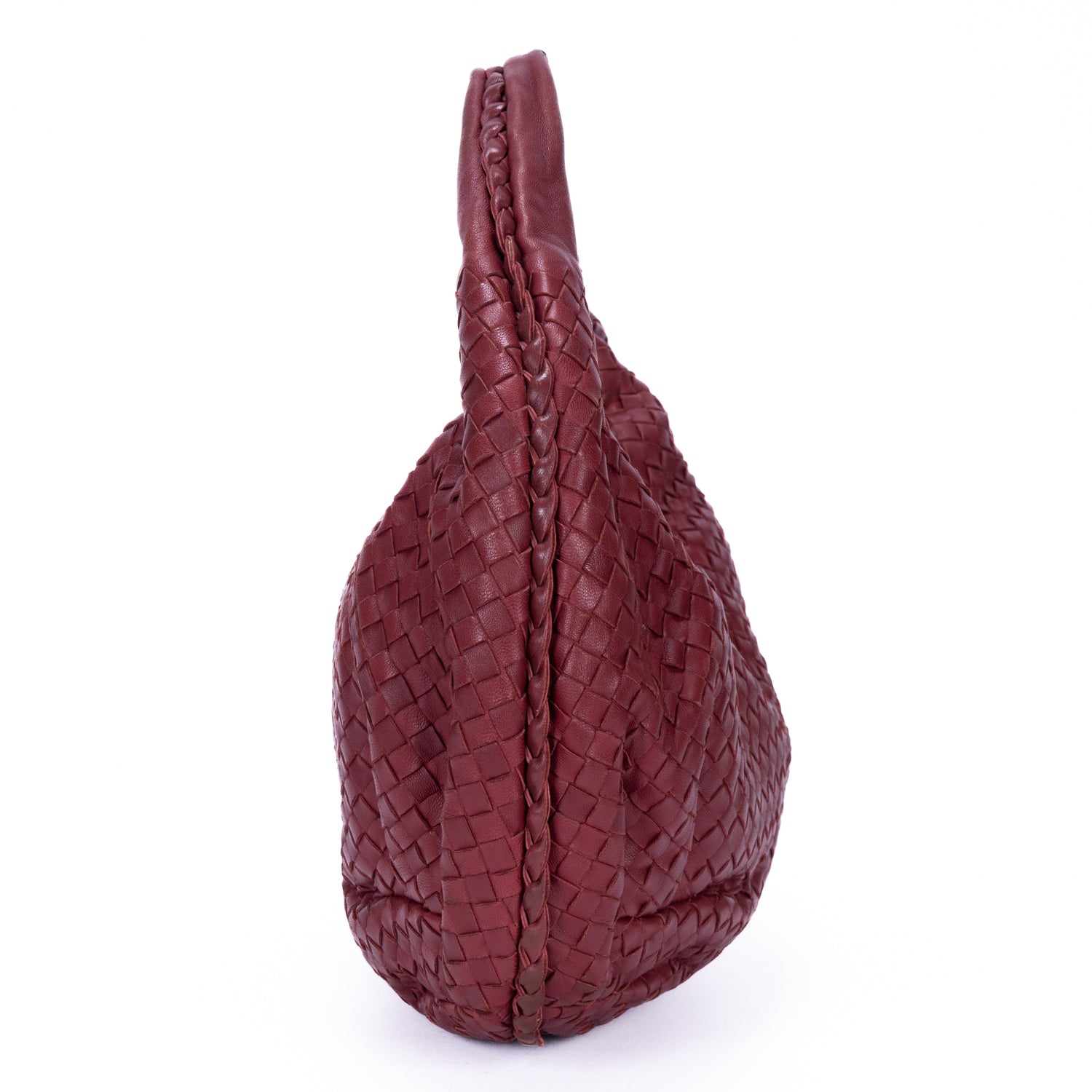Shoulder Bag Veneta Hobo Large Burgundy Intrecciato Leather