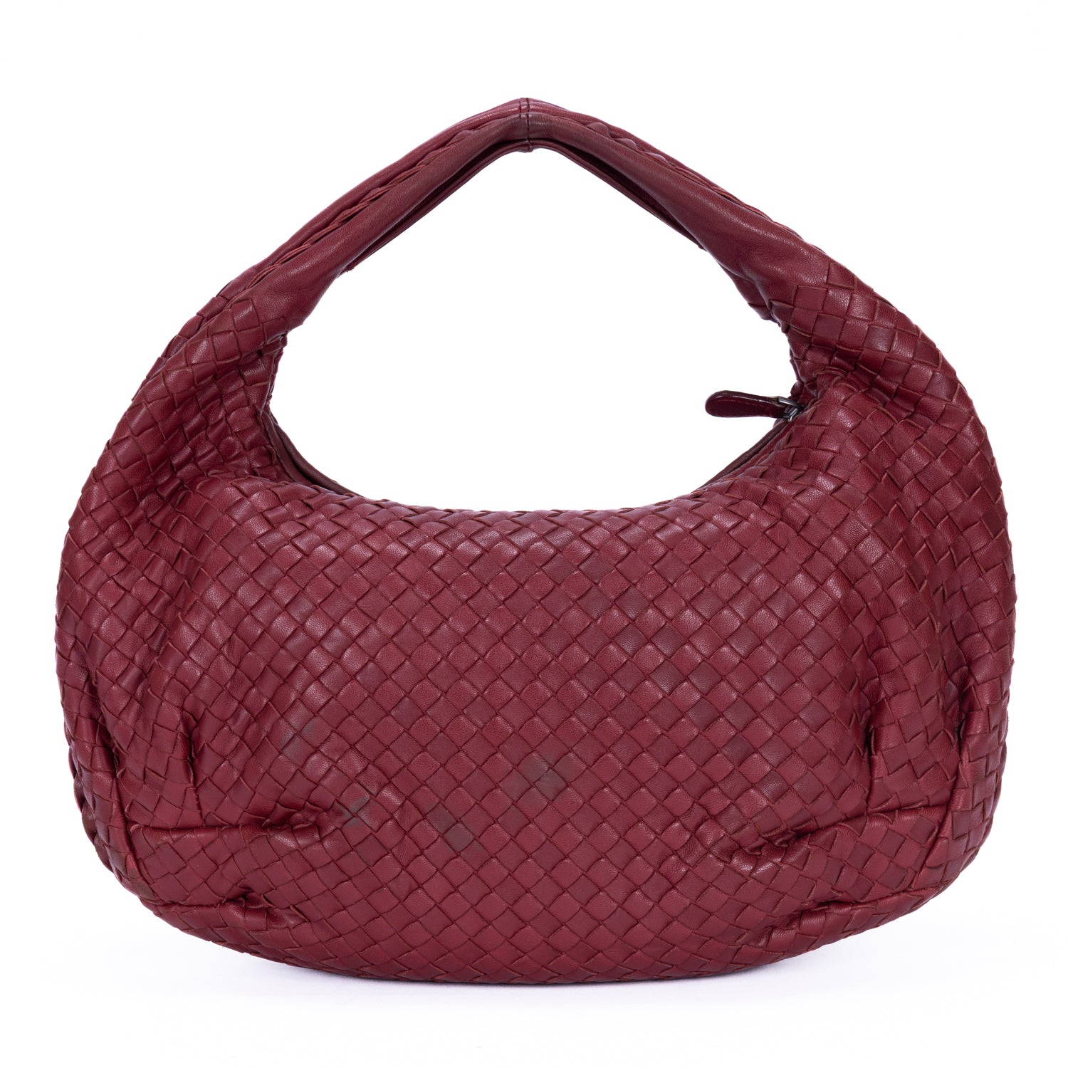 Shoulder Bag Veneta Hobo Large Burgundy Intrecciato Leather
