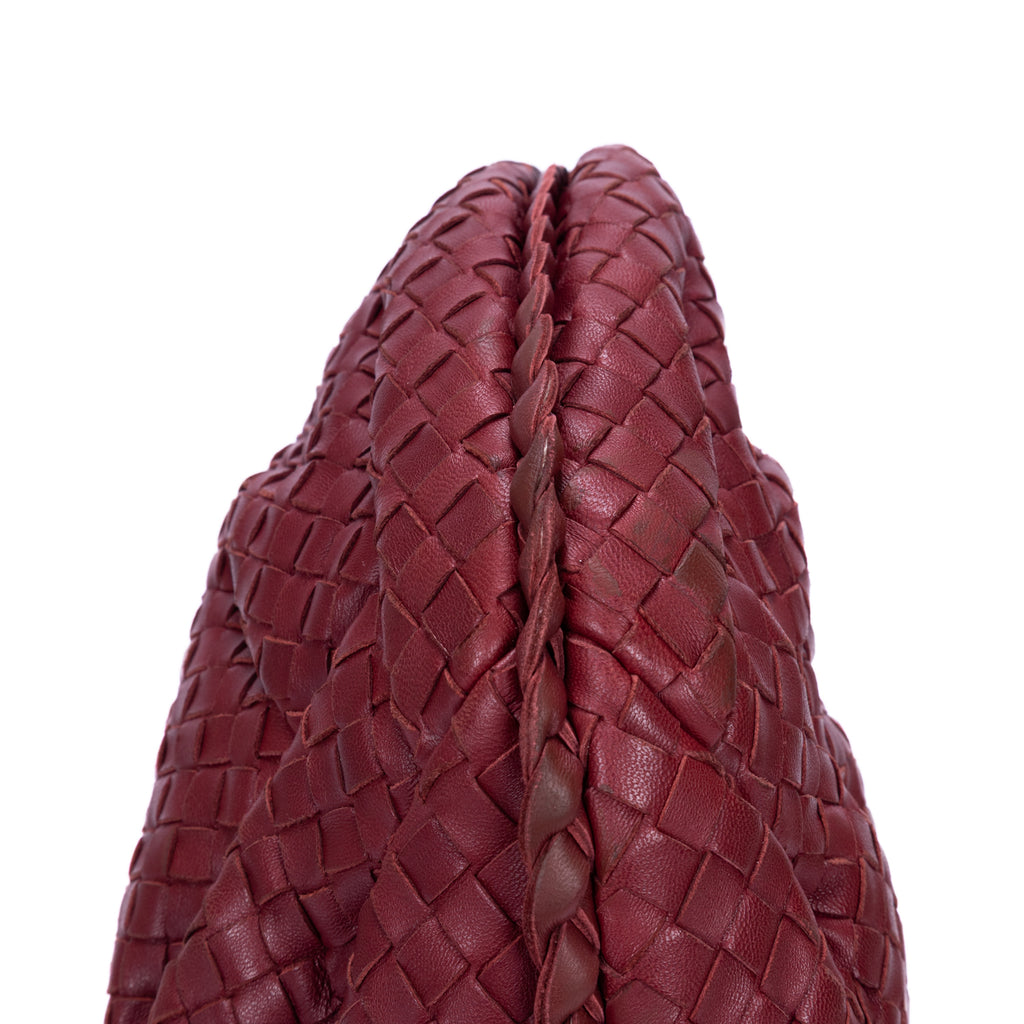 Shoulder Bag Veneta Hobo Large Burgundy Intrecciato Leather
