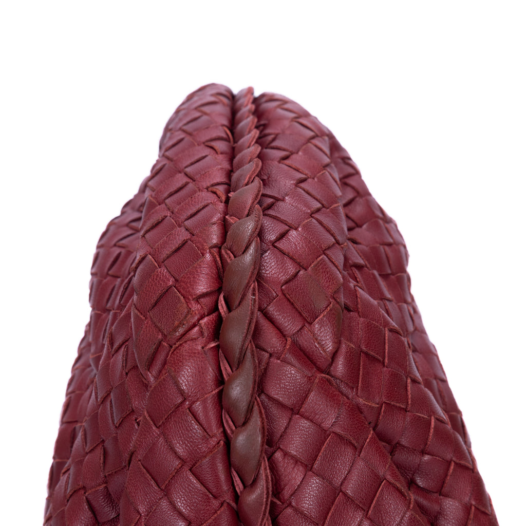 Shoulder Bag Veneta Hobo Large Burgundy Intrecciato Leather