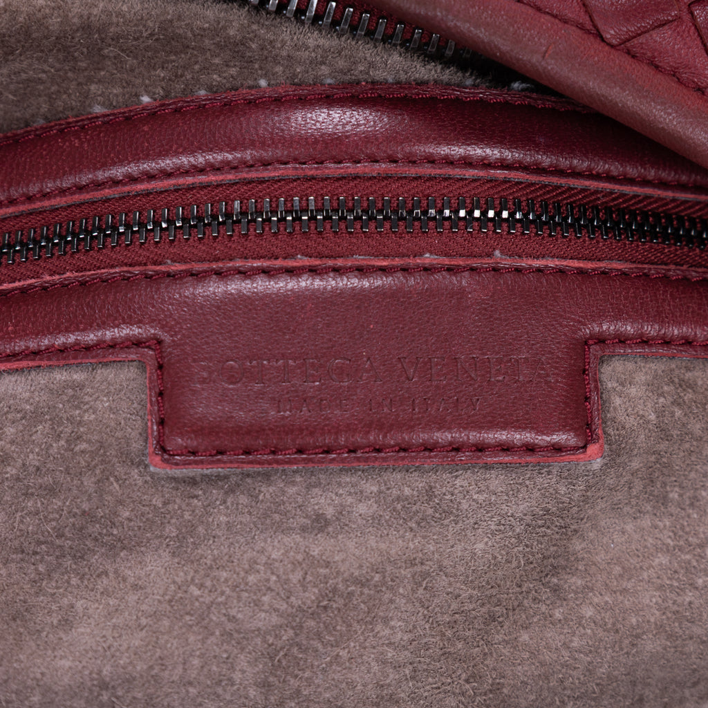Shoulder Bag Veneta Hobo Large Burgundy Intrecciato Leather