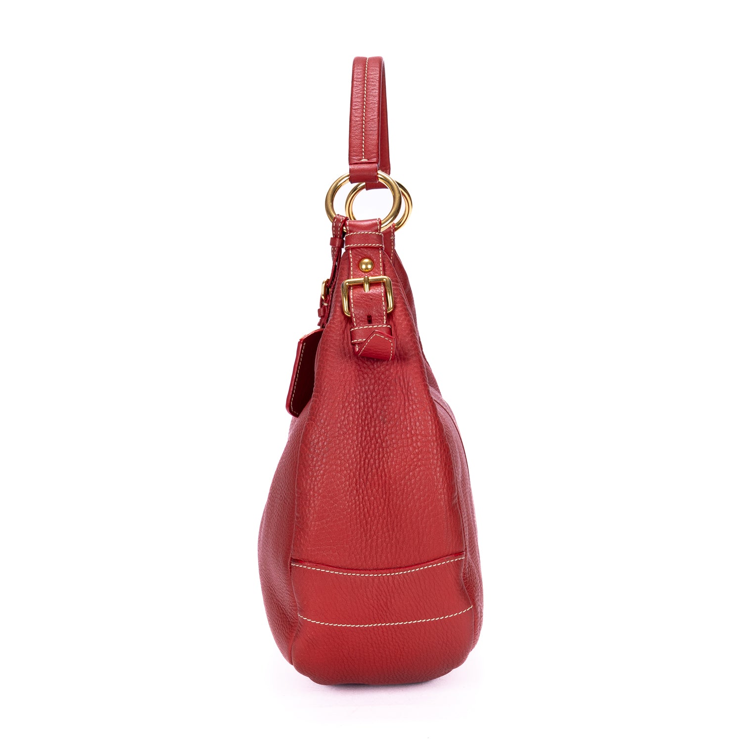 Shoulder Bag Hobo Red Vitello Daino Leather