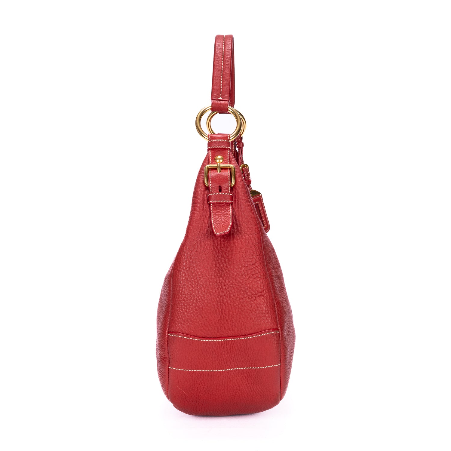 Shoulder Bag Hobo Red Vitello Daino Leather