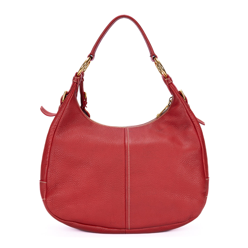 Bolso de Hombro Hobo Piel Vitello Daino Roja