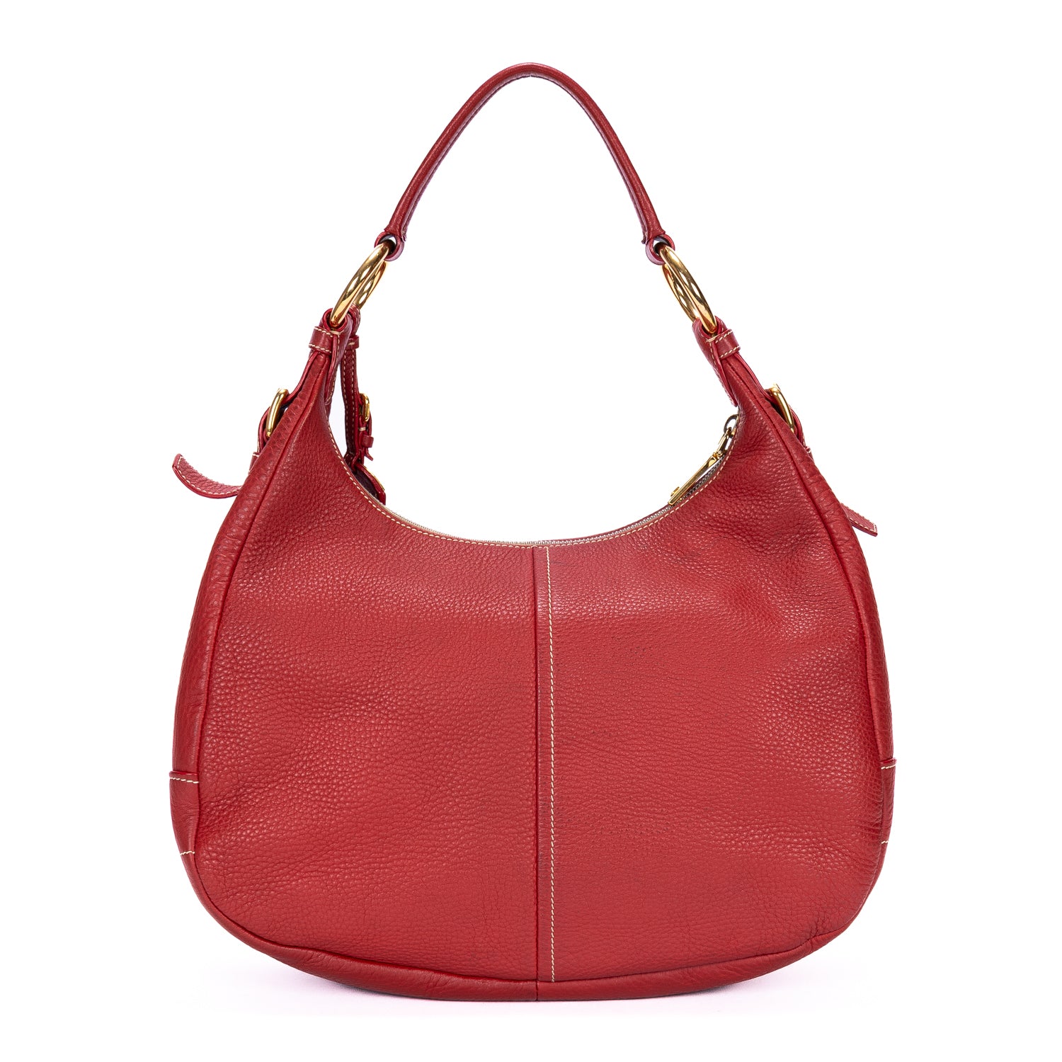 Shoulder Bag Hobo Red Vitello Daino Leather