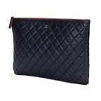 Clutch Large O Case Clutch Large Black Quilted Lambskin Leather