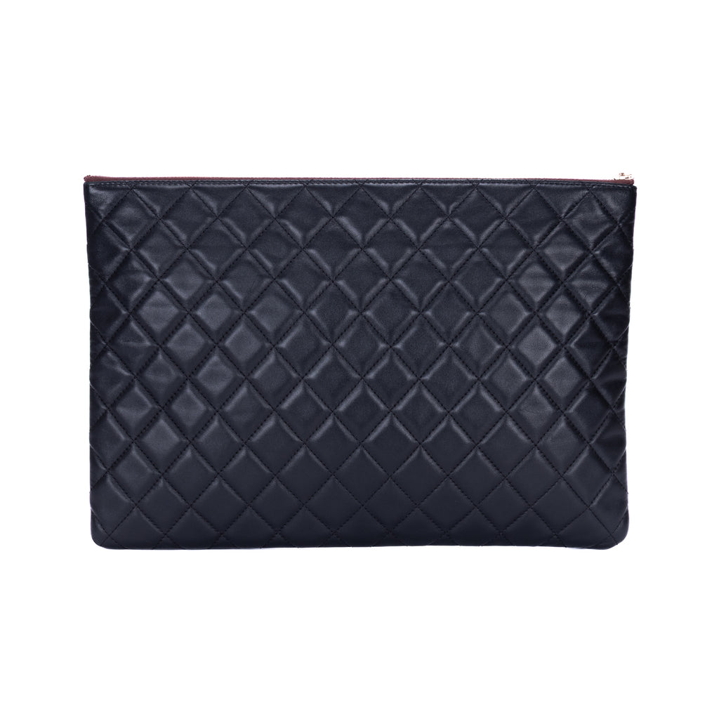 Clutch Large O Case Clutch Large Black Quilted Lambskin Leather