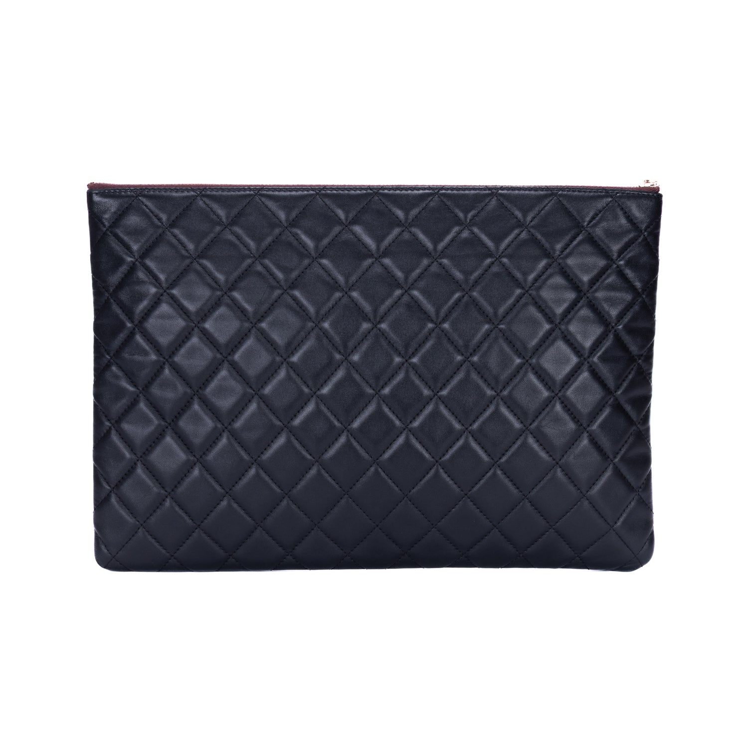 Clutch Large O Case Clutch Large Black Quilted Lambskin Leather