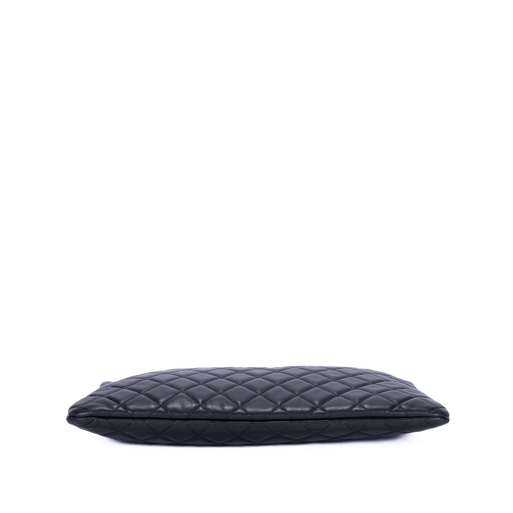 Clutch Large O Case Clutch Large Black Quilted Lambskin Leather