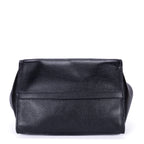 Shoulder Bag Twin Pocket Double Handle Tote Black Marmo Glace Leather