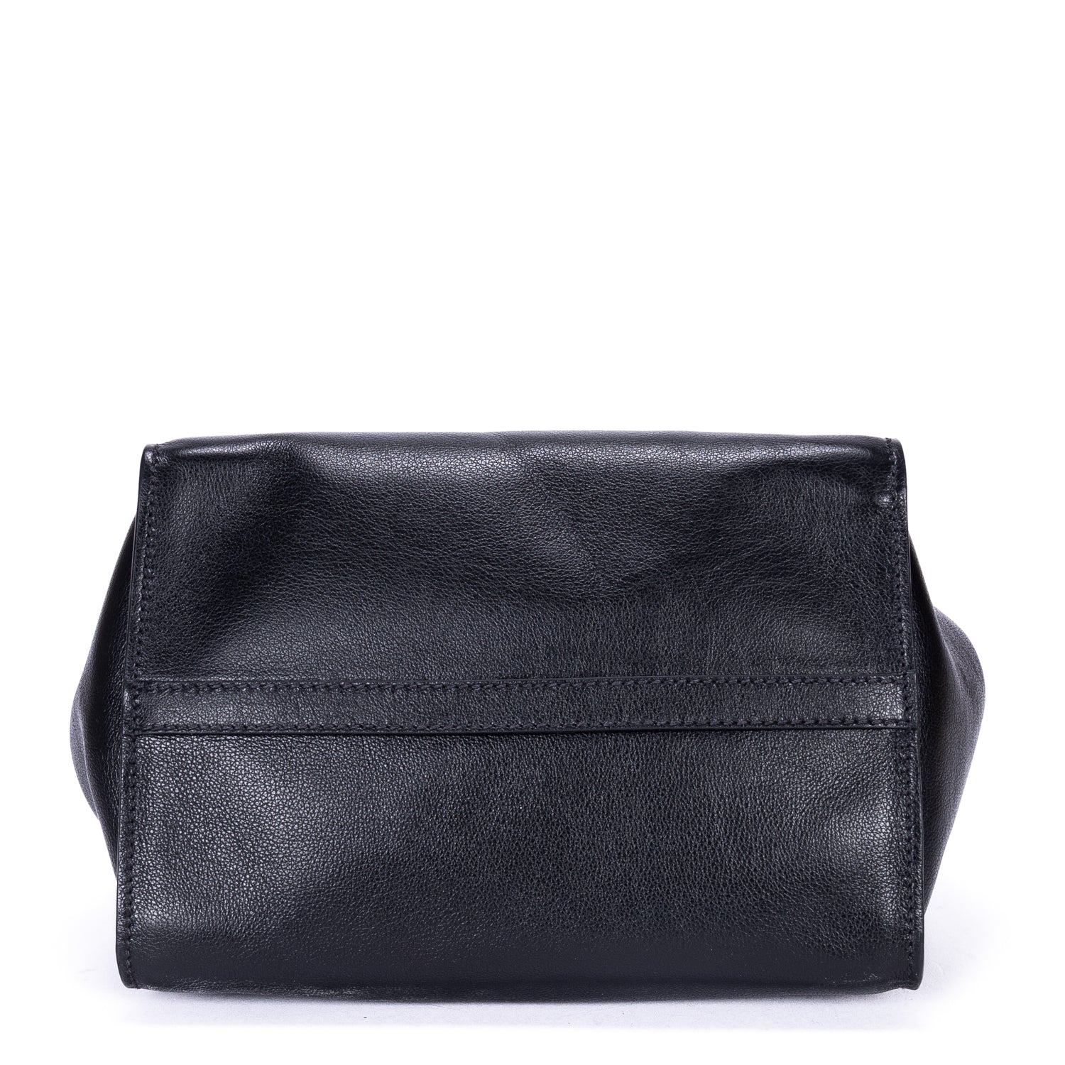 Shoulder Bag Twin Pocket Double Handle Tote Black Marmo Glace Leather