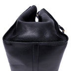 Shoulder Bag Twin Pocket Double Handle Tote Black Marmo Glace Leather