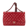 Shoulder Bag Classic Jumbo Single Flap Red Quilted Lambskin Leather