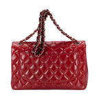 Shoulder Bag Classic Jumbo Single Flap Red Quilted Lambskin Leather
