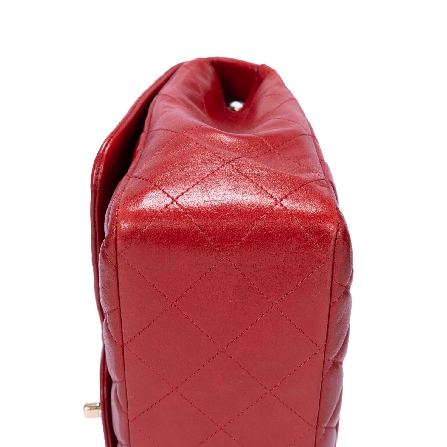 Shoulder Bag Classic Jumbo Single Flap Red Quilted Lambskin Leather