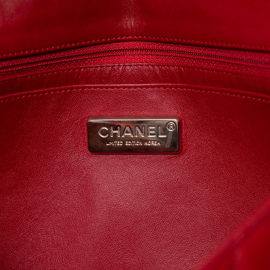 Shoulder Bag Classic Jumbo Single Flap Red Quilted Lambskin Leather