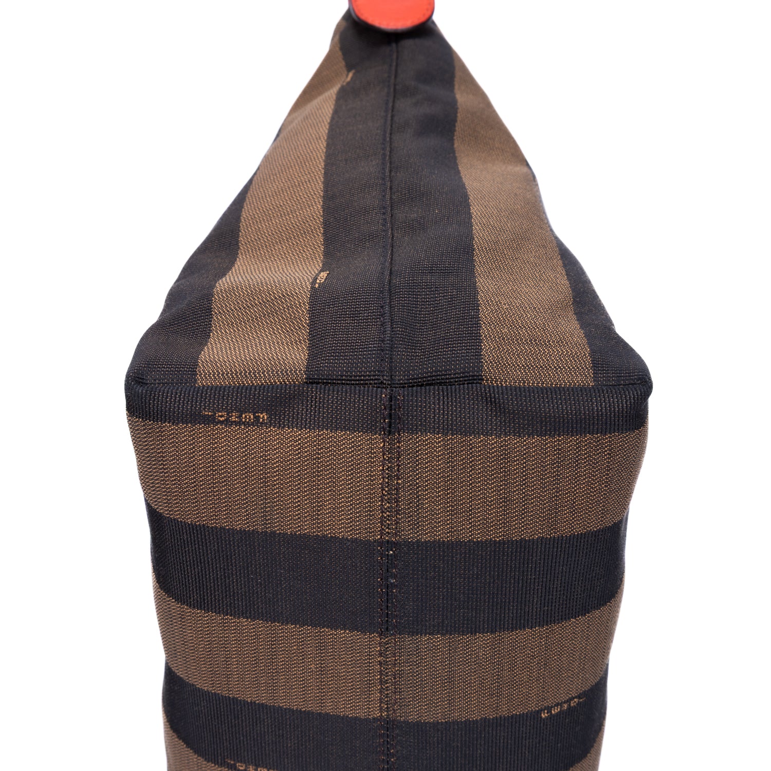 Shoulder Bag Roll Zip Tote Brown Pequin Striped Canvas