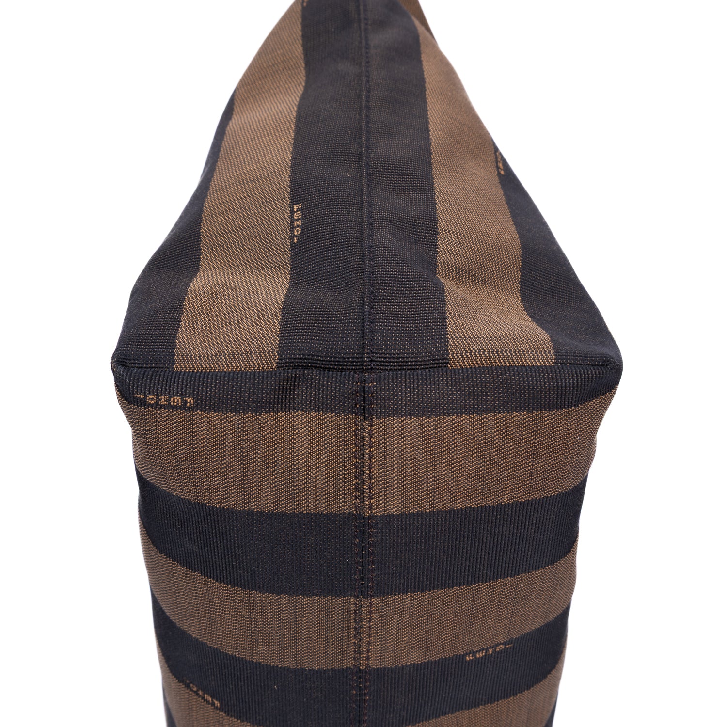 Shoulder Bag Roll Zip Tote Brown Pequin Striped Canvas