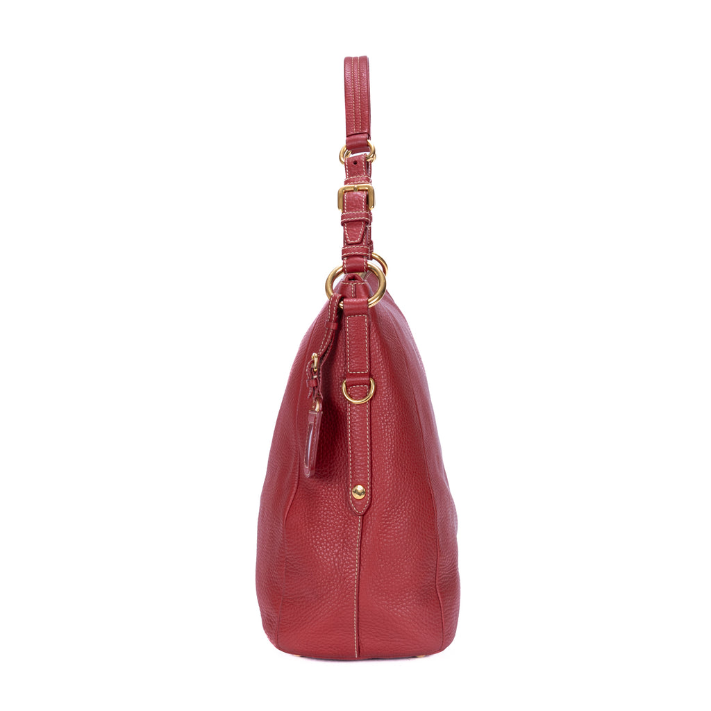 Bolso hobo de piel de ternera Vitello Daino roja