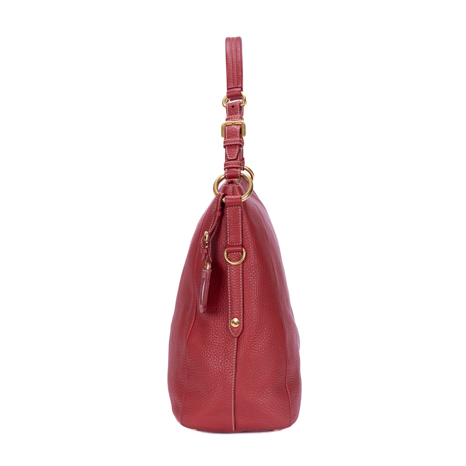 Bolso hobo de piel de ternera Vitello Daino roja