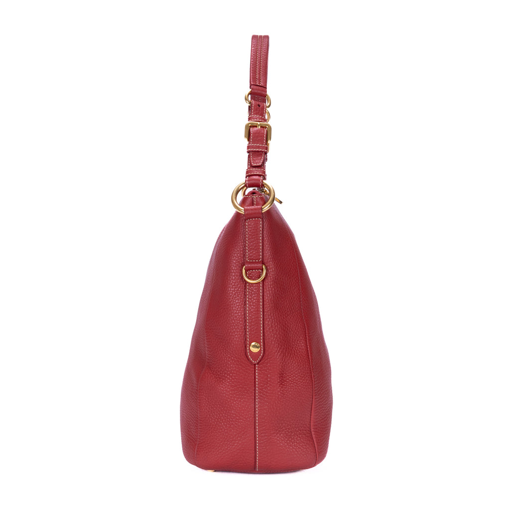 Bolso hobo de piel de ternera Vitello Daino roja