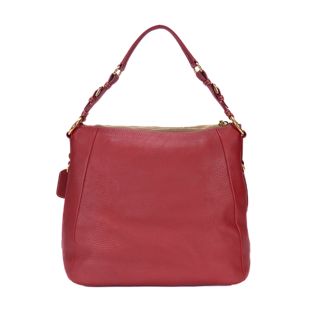 Bolso hobo de piel de ternera Vitello Daino roja