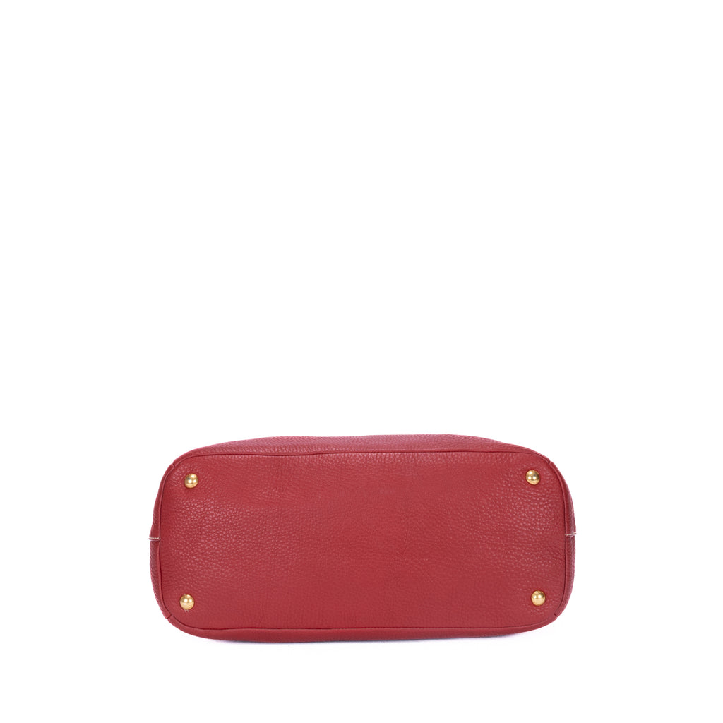 Bolso hobo de piel de ternera Vitello Daino roja