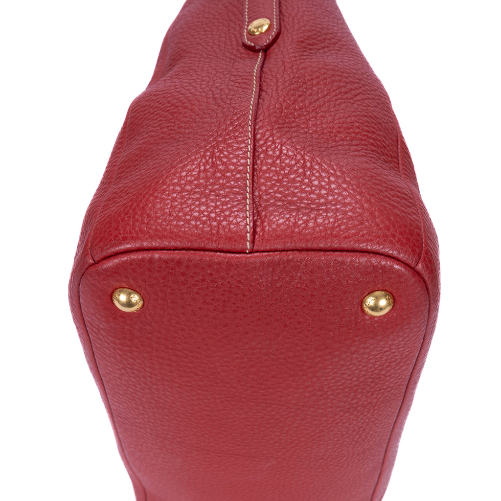 Bolso hobo de piel de ternera Vitello Daino roja