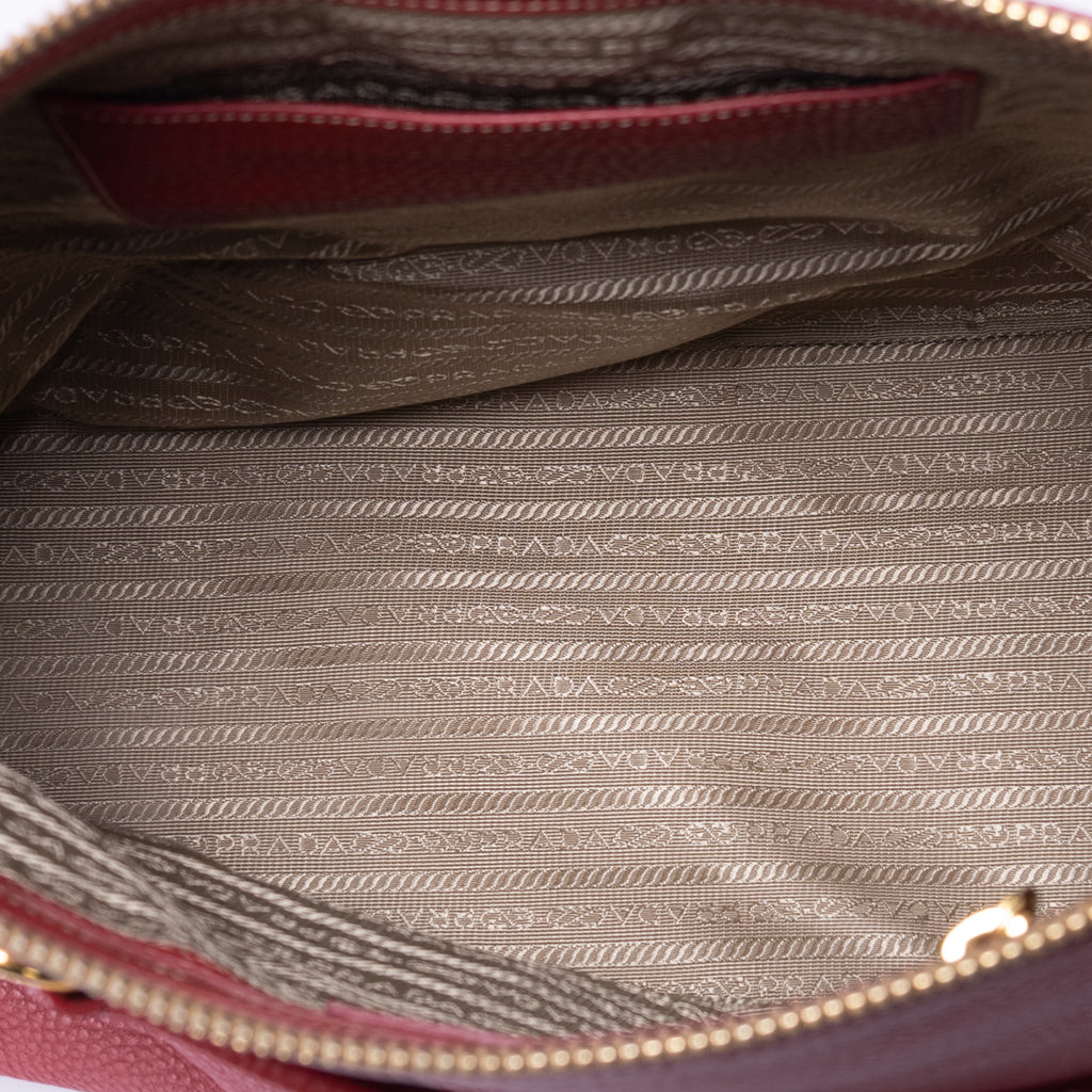 Bolso hobo de piel de ternera Vitello Daino roja