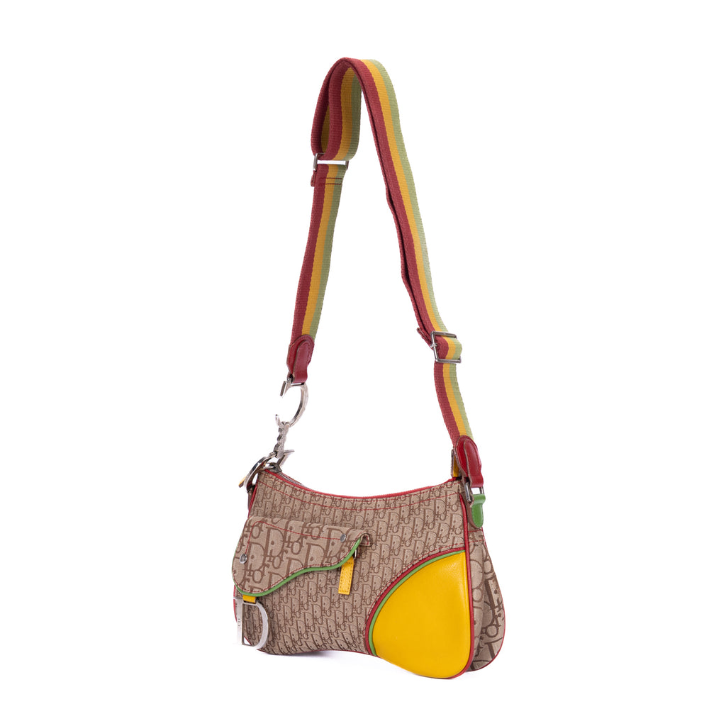 Bolso de Hombro Rasta Trotter Bolso Doble con Solapa Beige Lona Jacquard Oblicua