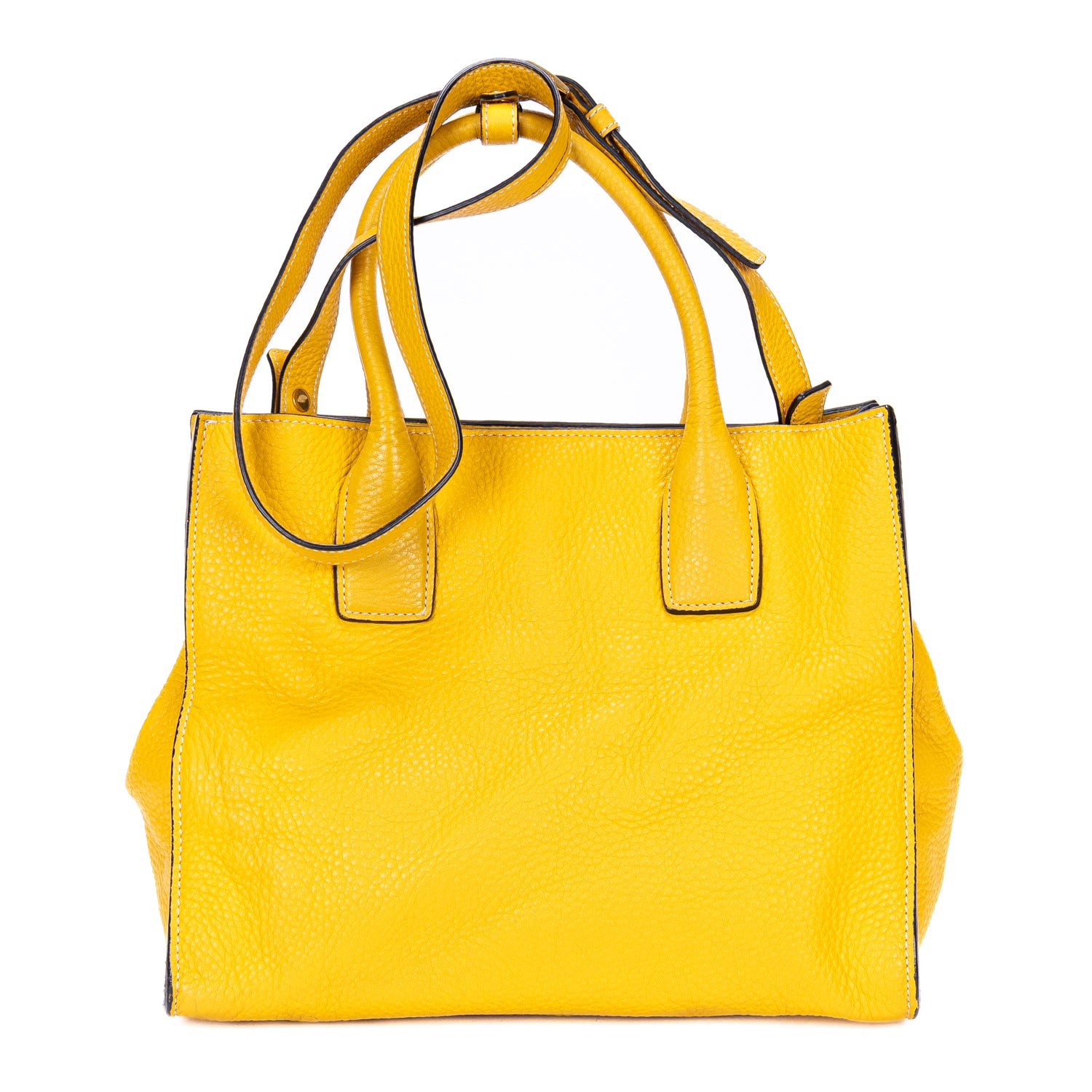 Bolso de mano Cabas Tote de cuero Vitello Daino amarillo