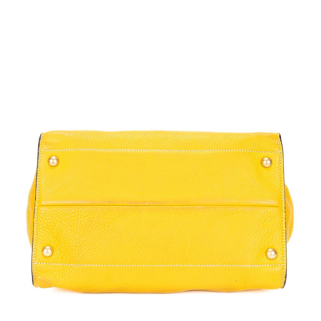 Bolso de mano Cabas Tote de cuero Vitello Daino amarillo