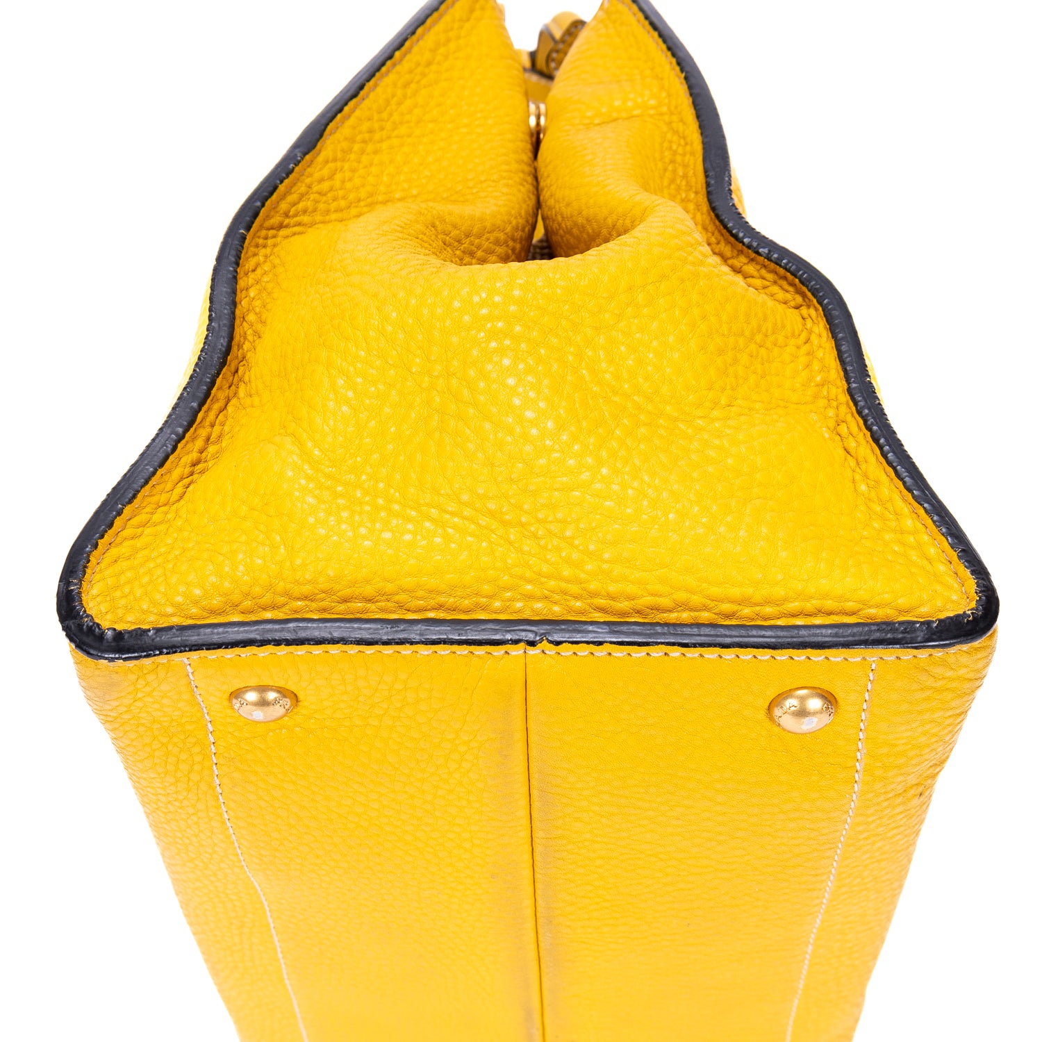 Bolso de mano Cabas Tote de cuero Vitello Daino amarillo