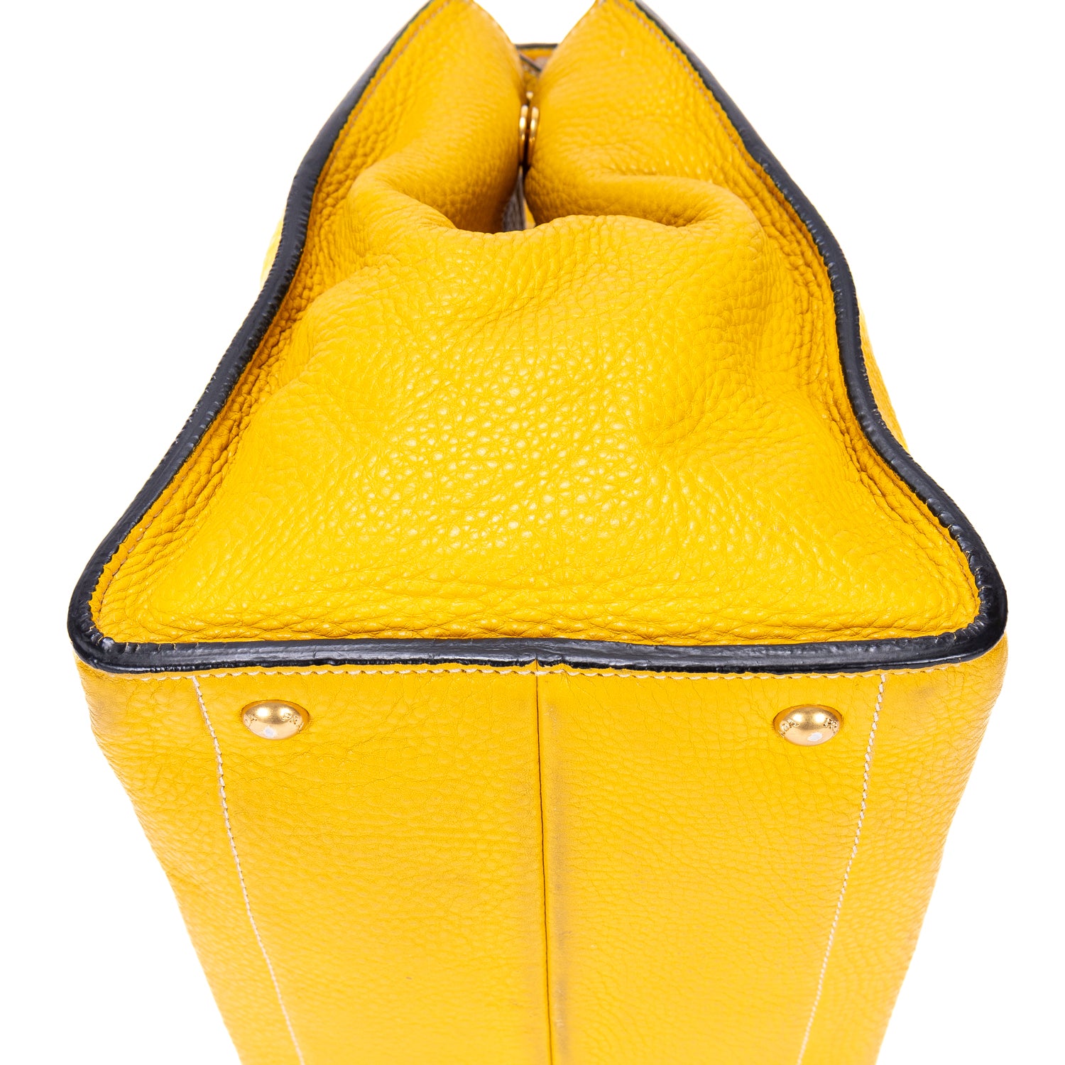 Bolso de mano Cabas Tote de cuero Vitello Daino amarillo