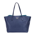 Bolso de Hombro Swing Shopper Tote Piel de Becerro Granulada Azul Marino