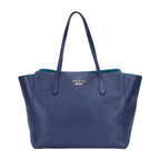 Bolso de Hombro Swing Shopper Tote Piel de Becerro Granulada Azul Marino