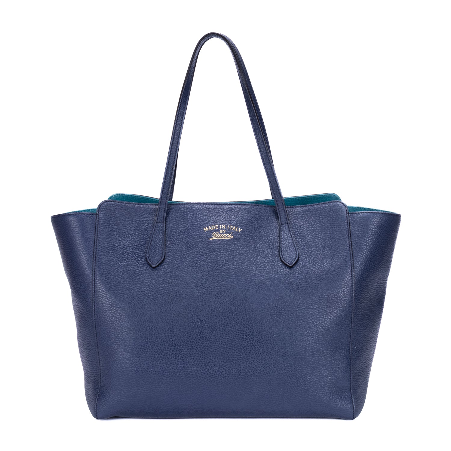 Shoulder Bag Swing Shopper Tote Navy Pebbled Calfskin Leather